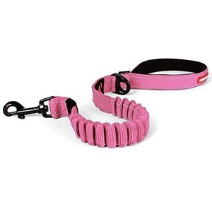 EzyDog Hondenriem voor grote, middelgrote honden, elastische riem met bungee-schokdemper, 'Zero Shock' riem voor honden, stabiel, reflecterend (64 cm, roze)