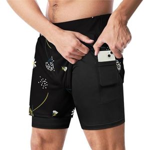 Mooie Paardebloem Bloemen Grappige Zwembroek met Compressie Liner & Pocket Voor Mannen Board Zwemmen Sport Shorts