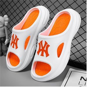 Herenschoenen EVA-huispantoffels Antislipbadslippers met dikke zolen Comfortabele lichtgewicht slippers Heren Zomerstrandschoenen (Kleur : White Orange, Size : 39-40)