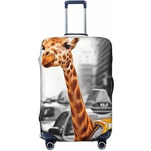 KOOLR Giraffe In New York Afdrukken Koffer Cover Elastische Wasbare Bagage Cover Koffer Protector Voor Reizen, Werk (45-81 cm Bagage), Zwart, Medium