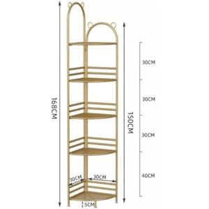 Hoek Boekenplank Display 5-laags Hoekplank Ijzeren Hoekboekenplank Badkamer Opbergrek Standaard Plantenrek Voor Woonkamer Badkamer Keuken Boekenkast Industriële(White)