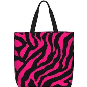 OdDdot Rose Gold Glitter Print Tote Bag Voor Vrouwen Opvouwbare Gym Tote Bag Grote Tote Tassen Vrouwen Handtas Voor Reizen Sport, Zebra Tiger Luipaard Roze, Eén maat