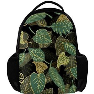 Herfst groene bladeren Gepersonaliseerde Rugzak voor vrouwen en man School reizen werk Rugzak, Meerkleurig, 27.5x13x40cm, Rugzak Rugzakken