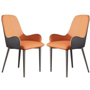 Meal Chairs Keuken Keuken Eetkamerstoelen Set van 2 Moderne PU-lederen Eetkamerstoel Gestoffeerde Vanity Chair for thuis commerciële restaurants(Orange+gray)