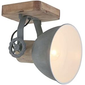 Steinhauer Gearwood plafondspot - industrieel - kap Ø 15 cm - draai- en kantelbaar - grijs en hout