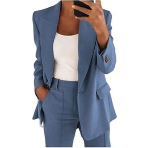 Dames Sportief Zomer Getailleerd Jasje Kostuumjas Zakelijk Lente Dunne Tussenjas(Light Blue,3XL)
