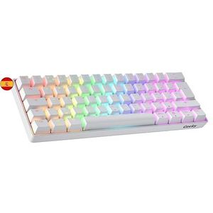 Geeky GK61 60% | Hot Swappable Mechanisch Gaming Toetsenbord | 62 Toetsen Multi Kleur RGB LED Achtergrondverlichting voor PC/Mac Gamer | ISO ES Spaanse + LATAM Indeling (Wit, Mechanical Brown)