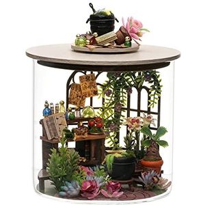 DIY miniatuur poppenhuisset, miniatuurhuisset, 3D houten poppenhuisset, magisch huis met stofdichte hoes en led (Magic Garden)