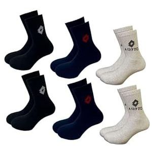 Lotto 12 paar uniseks tennissokken van ademend, zacht katoen, Oeko-Tex gecertificeerd, diverse kleuren, 35-38 EU
