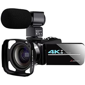 Videocamera, Videocamera 4K CAMCORDER 1 8x 56MP WiFi Webcam Live Streaming for for Vlog-opname 3.0 inch Touchscreen Nightshot Uhd Recorder(32 G SD Card)