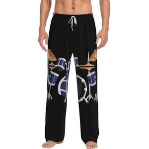 Jazz Drum Lange Lounge Wear Broek Nachtkleding Pyjama Bottoms Nachtkleding Nachtkleding Nachtkleding Met Zakken En Trekkoord, Wit, S