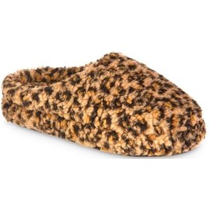 Isotoner Berber Fiona Gerecyclede ECO Comfort Pantoffels met capuchon en rubberen zool voor dames, Cheetah, 6/7 UK