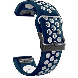 22 26 mm Kleurrijke Siliconen Strap Compatible With Garmin Fenix ​​5 5x Plus Fenix ​​6 6x Pro 3HR 935 945 Smartwatch Quick Release EasyFit Watchband (Color : Blue White, Size : 26mm Fenix 5X Plus)