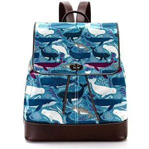 Walvis haai zee gepersonaliseerde casual dagrugzak tas voor tiener, Meerkleurig, 27x12.3x32cm, Rugzak Rugzakken