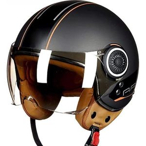 Vintage 3/4 Motor Jet Helmen,Open Gezicht Helm,Vintage Scooter Helm voor Mannen en Vrouwen,DOT/ECE Gecertificeerde Retro Elektrische Halve Helm met Zonneklep, Jet Helm voor Cruiser I,XL=59-60CM