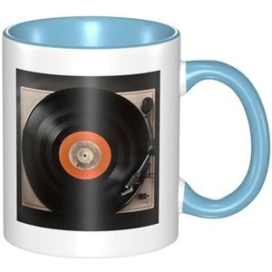 LKWSCGHM Vintage vinyl platen koffiemokken met handvat 315 ml grote porseleinen mok voor warm/koude dranken, keramische theekopjes voor mannen vrouwen grappige koffiekop housewarming huwelijkscadeau