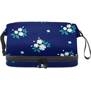 Grote capaciteit reizen cosmetische tas,Tropische bloemen bloem,Make-up tas,Waterdichte make-up tas organisator, Meerkleurig, 27x15x14 cm/10.6x5.9x5.5 in