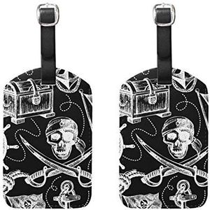 EZIOLY Schedel Piraat Anker Fortune Cruise Bagagelabels Koffer Etiketten Bag,2 Pack, Meerkleurig, 12.5x7 cm