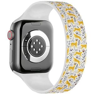 Solo Loop Band Compatibel met All Series Apple Watch 38/40/41mm (Cheetahs Jacht Vlinders) Elastische Siliconen Band Strap Accessoire, Siliconen, Geen edelsteen