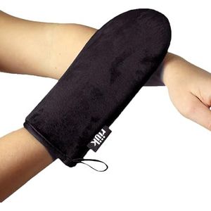 Zelfbruinende handschoen voor bruiningscrème en peeling, bruiningshandschoen voor streepvrije bruining, wasbaar in zwart