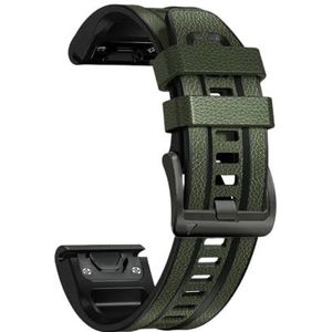 22mm 26mm QuickFit Armband Strap fit for Garmin Fenix ​​6X 6 Pro 7X 7 5 5X Plus 935 945 965 Mk2i Mk2 Lederen Siliconen Smart Horlogeband (Color : Army green, Size : 22mm Fenix 5 5Plus)