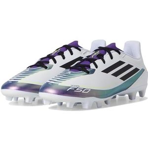 adidas Unisex F50 Club Messi Flexible Ground Sneaker, White/Black/Unity Purple, 10 US Men