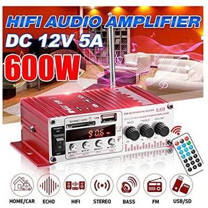 Audioversterker, 60 0W 2CH Home Auto Digitale versterkers HIFI Stereo Audio Bass Power versterker FM USB SD LED Subwoofer luidspreker(S430 Red)