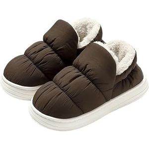 Waterdichte pluche laarzen pantoffels heren binnen buiten winter thuis warme pluizige antislip pantoffels (Color : Coffee, Size : 44-45(fit 43-44))