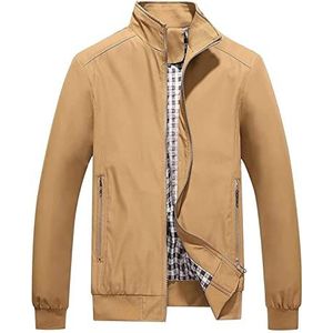 Bomberjack Heren Lichtgewicht Zomerjack Bomberjacks Casual Zomerrits Casual Opstaande Kraag Sneldrogend Jack Herenjack (Color : Khaki, Size : 7XL)