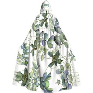 FRGMNT Groene eucalyptusbladeren print dames mantel met capuchon, carnaval cape, volwassenen capuchon mantel cape voor Halloween cosplay kostuums