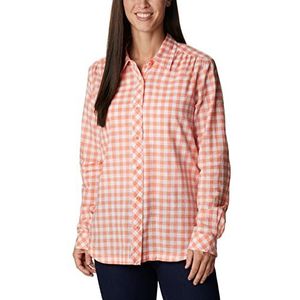 Columbia Women's Camp Henry III Long Sleeve Shirt, Coral Reef Gingham, X-Small