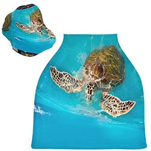 Blauwe Zee Schildpadden Caribisch Baby Autostoelhoes Luifel Stretchy Verpleging Covers Ademend Winddicht Winter Sjaal voor Baby Borstvoeding Jongens Meisjes