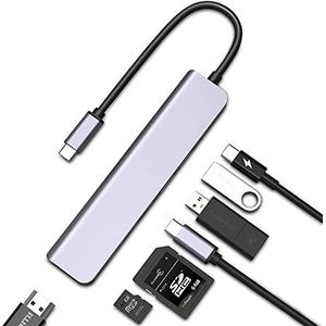 ZZjingli USB C Hub 7-in-1 USB C Multiport-adapter met HDMI 100W PD en SD/TF-kaartlezer