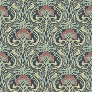 Crown Wallcoverings M1196 behang Flora Nouveau, volledige rol, groen