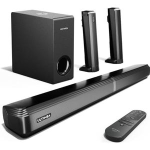 ULTIMEA 4.1-kanaals soundbar voor tv's met subwoofer, app-bediening, deelbare 2-in-1 soundbar, Bluetooth 5.3, tv-luidspreker met 3 EQ-modi, HDMI ARC/Optisch/Aux, Apollo S50, 2025 versie