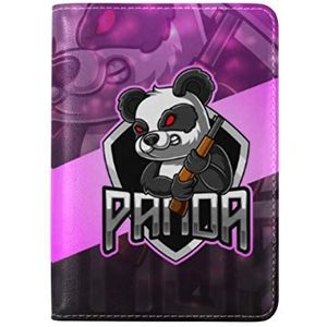 Angry Panda Pink Art USA Paspoort Houder Echt Lederen Cover Case voor Reizen Mannen Vrouwen