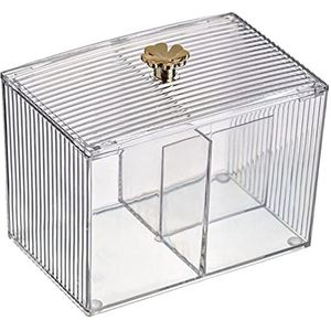 Plastic Make-up Katoen Pad Houder Katoen Ballen Wattenstaafje Houder Container met Deksel 1 Grid 13.5x8.8x9.8cm, 2 raster 13,5 x 8,8 x 9,8 cm, 13.5x8.8x9.8cm, als beschrijving