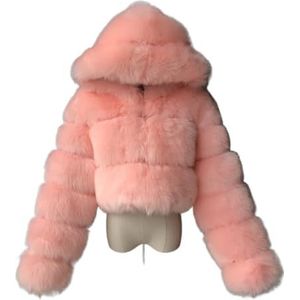 Korte damesbontjas van imitatiebont - verschillende kleuren beschikbaar women's fur & faux fur jackets & coats(Pink,XXL)