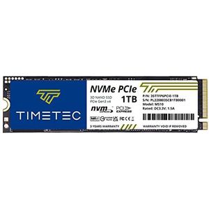 Timetec 1TB SSD NVMe PCIe Gen3x4 8Gb/s M.2 2280 3D NAND TLC 600TBW Hoge performantie SLC Cache Lees-/schrijfsnelheid Tot 1.800/1.500 MB/s Interne Solid State-schijf voor pc, laptop en desktop