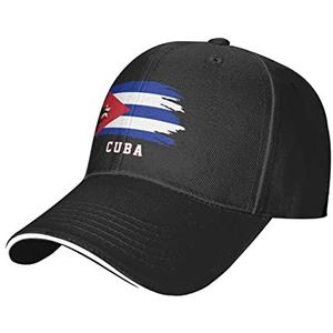 PELNYC Cuba Vlag Cubaanse Mesh Baseball Cap Running Hat Travel Hoeden Outdoor Verstelbare Zomer Caps Zwart, Zwart, 6 3/4/7 5/8