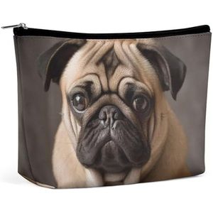LYHVSFZQ Make-uptas, opvouwbare make-uptas, dierenmopshond, bedrukte make-up-organizer, reismake-uptas voor reizen en dagelijks leven, stijl, één maat, make-uptas, Stijl, Eén maat, Make-up Tas