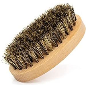 Baard & snor borstel ovaal houten handvat voor gezichtshaarvarkensborstel mannen baard verzorgingskwast geeft glans & zachtheid