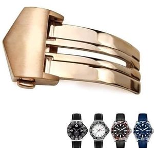 INSTR Zwart Rose Gouden Horloge Sluiting 316L Rvs Implementatie Gesp voor Tag Heuer CARRERA AQUARACER voor Mannen Armband (Color : Rose gold, Size : 18mm)