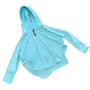 Zonnebrand-hoodie voor Kinderen, Ijszijde UPF50+ Zonbeschermingskleding Gemakkelijk Te Dragen Comfortabele Nekbescherming voor Jongens (Blauw)