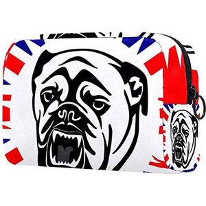 voor Vrouwen Hond Bulldog Engeland Vlag Reizen Cosmetische Organizer met Rits Toilettas Tassen Make-up Tas