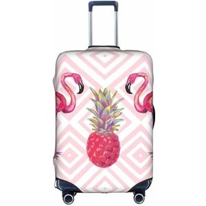 OPSREY Regenboog Rose Gedrukt Koffer Cover Reizen Bagage Mouwen Elastische Bagage Mouwen, Roze Flamingo Ananas, XL