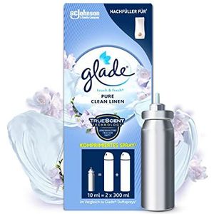 Glade (Brise) Touch & Fresh (One Touch) 1 navulling minispray voor onmiddellijke frisheid in bad & toilet, Pure Clean Linen (Fresh Cotton), per stuk verpakt (1 x 10 ml)