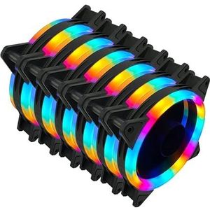 RGB Case Fan 120 mm 3pin Molex kleurrijke vloeistoflager LED -pc Computerkoelventilatoren Radiator Ventilador 12V (Blade Color : 6Pcs RGB 1 Ring Lamp)
