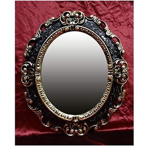 Lnxp WANDSPIEGEL spiegel OVAAL in zwart goud dual-color REPRO 45x38 Antieke barok rococo replica NOSTALGISCHE Renaissance BAROCKSTIL 46SP
