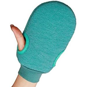JINGYAN Gootsteenafvoerstopper Exfoliating Gloves Shower Body Brush Fingers Bath Towel Peeling Mitt Scrub Sponge Exfoliator(15x7cm-Green)